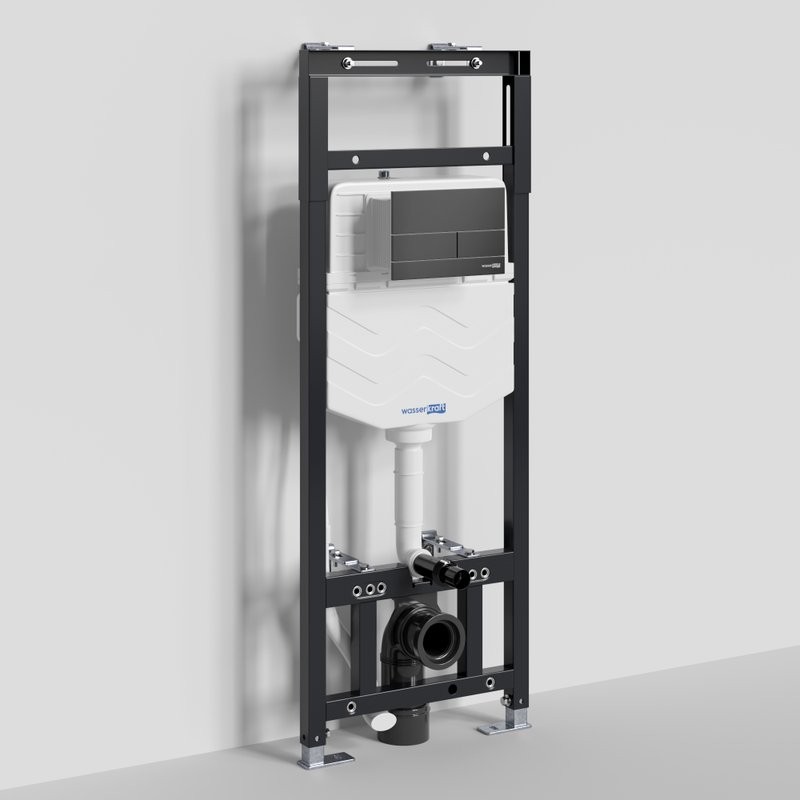 Система инсталляции для унитазов Wasserkraft Alme 15TLT.010.ME.MB04 с кнопкой смыва матовой черной
