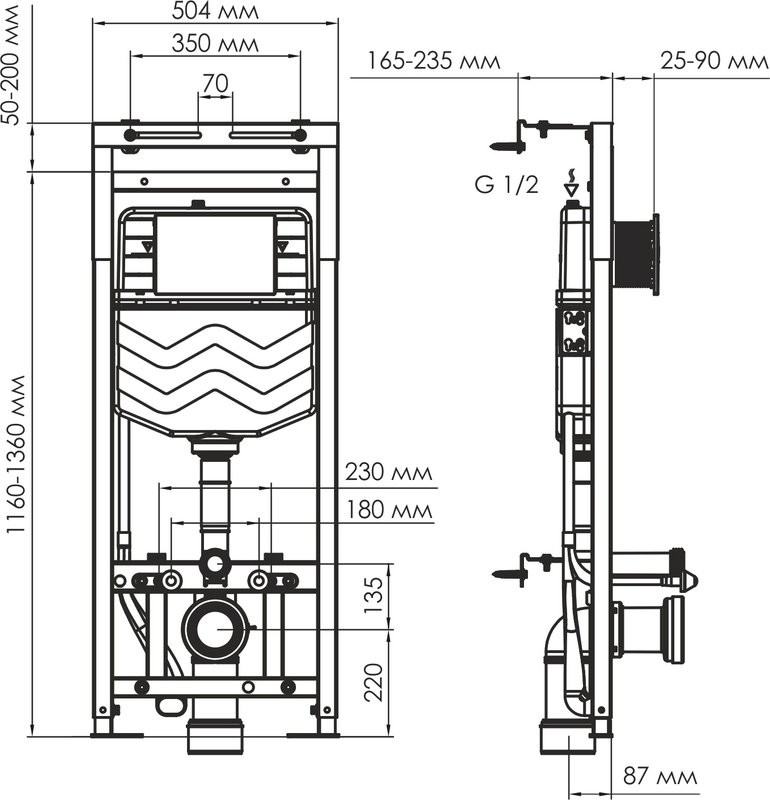 Система инсталляции для унитазов Wasserkraft Alme 15TLT.010.ME.MB04 с кнопкой смыва матовой черной