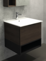 Тумба с раковиной Comforty Франкфурт 60 подвесная, шоколадно-коричневый дуб