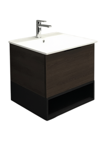 Тумба с раковиной Comforty Франкфурт 60 подвесная, шоколадно-коричневый дуб