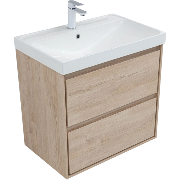 Тумба с раковиной Aquanet Милан 70 подвесная, дуб светлый