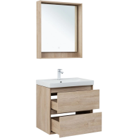 Тумба с раковиной Aquanet Милан 70 подвесная, дуб светлый