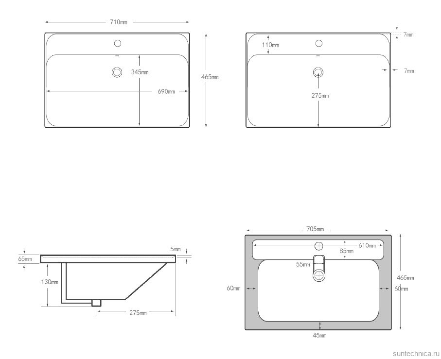 Тумба с раковиной Aquanet Милан 70 подвесная, дуб светлый