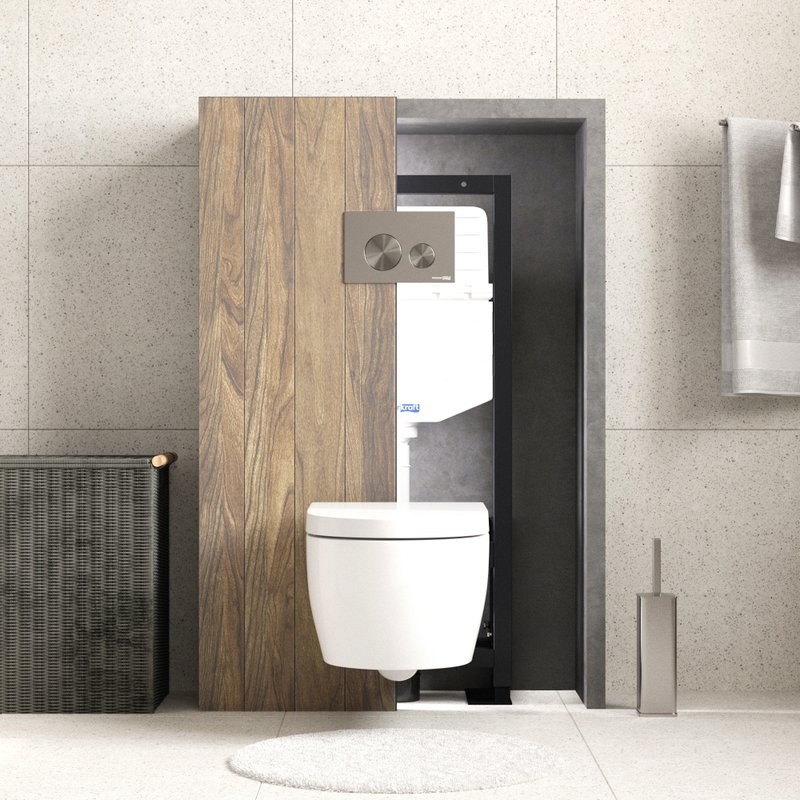 Система инсталляции для унитазов Wasserkraft Dill 61TLT.010.ME.BN02 с кнопкой смыва никель