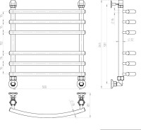 Полотенцесушитель водяной Двин R primo 60x50 К1 1"-3/4"-1/2" полированный хром