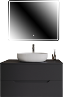 Мебель для ванной комнаты Orange Line 100 подвесная, 2 ящика, матовый графит с раковиной B05-520W