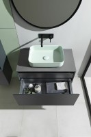 Тумба под раковину со столешницей Allen Brau Infinity 85 1+1, подвесная, антрацит матовый, столешница графит