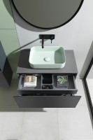 Тумба под раковину со столешницей Allen Brau Infinity 85 1+1, подвесная, антрацит матовый, столешница графит