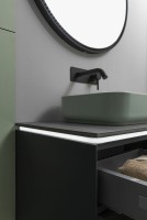 Тумба под раковину со столешницей Allen Brau Infinity 85 1+1, подвесная, антрацит матовый, столешница графит