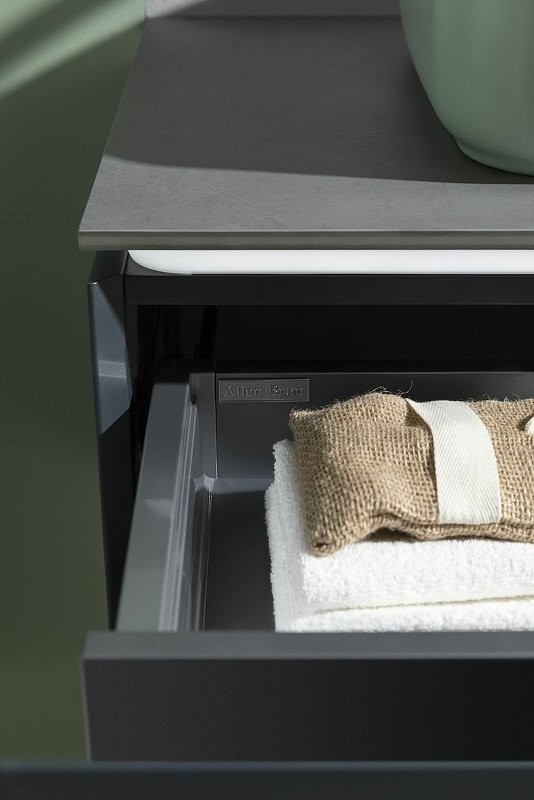 Тумба под раковину со столешницей Allen Brau Infinity 85 1+1, подвесная, антрацит матовый, столешница графит