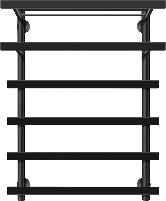 Полотенцесушитель электрический Secado Понтида 7 СП, R 80x60 см, подключение справа, матовый черный, лесенка, с полкой