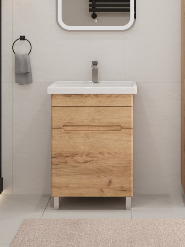 Тумба под раковину без столешницы SanStar Модена 60 напольная, дуб крафт золотой