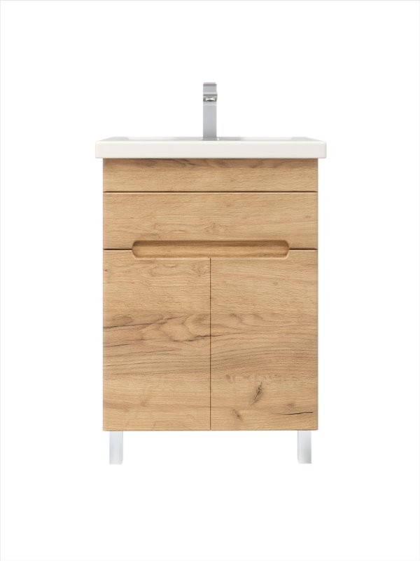 Тумба под раковину без столешницы SanStar Модена 60 напольная, дуб крафт золотой