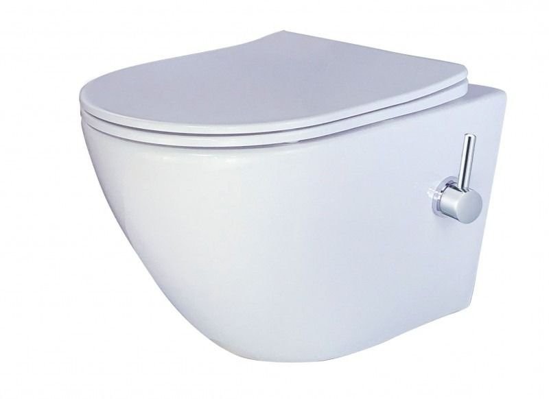 Комплект 3 в 1 Унитаз подвесной Esbano ESWBTERUWN + Инсталляция Fram + Кнопка ESINOVL17SC цвет глянцевый хром