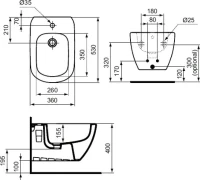 Биде подвесное Ideal Standard Tesi T457001 Биде подвесное Ideal Standard Tesi T457001