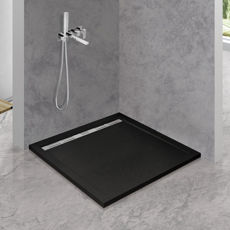 Поддон для душа Cezares TRAY-AS-A-100-30-NERO 100x100, с сифоном, черный матовый