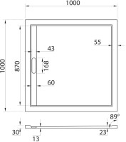 Поддон для душа Cezares TRAY-AS-A-100-30-NERO 100x100, с сифоном, черный матовый