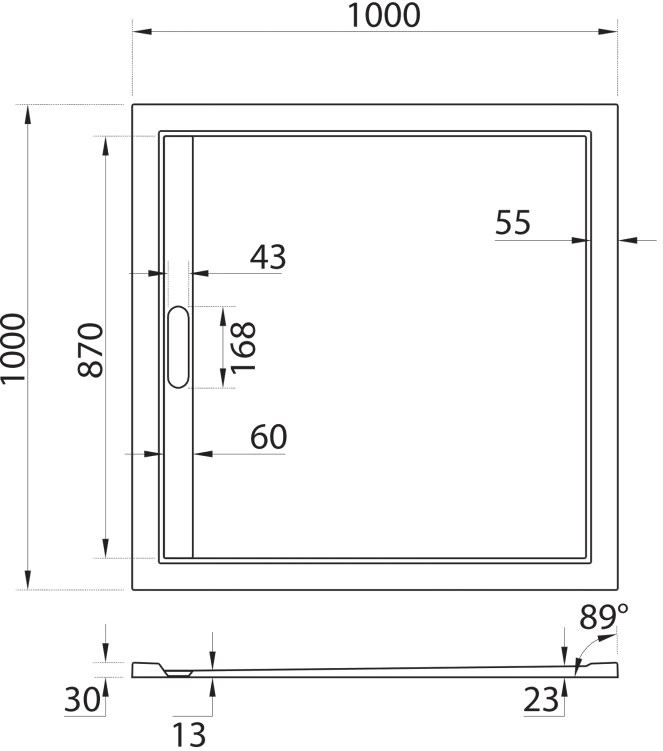 Поддон для душа Cezares TRAY-AS-A-100-30-NERO 100x100, с сифоном, черный матовый