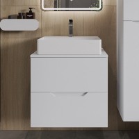 Тумба с раковиной Orange Line 60 подвесная, 2 ящика, матовая белая с раковиной B04-500W