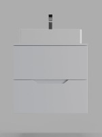 Тумба с раковиной Orange Line 60 подвесная, 2 ящика, матовая белая с раковиной B04-500W