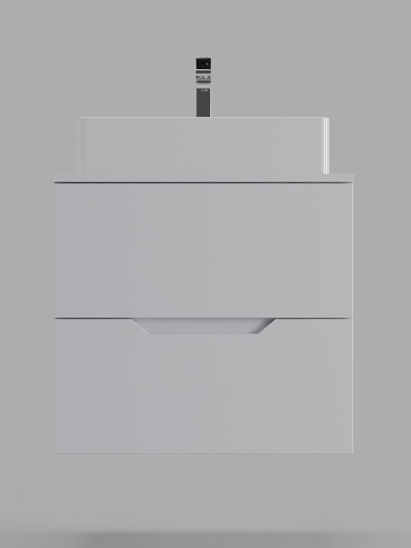 Тумба с раковиной Orange Line 60 подвесная, 2 ящика, матовая белая с раковиной B04-500W