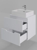 Тумба с раковиной Orange Line 60 подвесная, 2 ящика, матовая белая с раковиной B04-500W