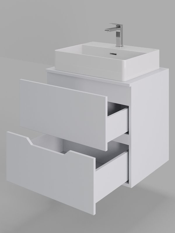 Тумба с раковиной Orange Line 60 подвесная, 2 ящика, матовая белая с раковиной B04-500W