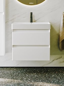 Тумба с раковиной Aqwella 5 stars Geometria 65 подвесная, 2 ящика, белая