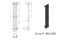 Полотенцесушитель электрический Grota Corsa K N RAL9005 EL 18х120, с крючками, матовый черный