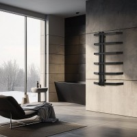 Полотенцесушитель электрический Secado Милето 80х7х50 85x50 см, подключение справа, черный матовый, лесенка, дуга