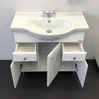 Тумба с раковиной Comforty Сочи 85 напольная, белый глянец