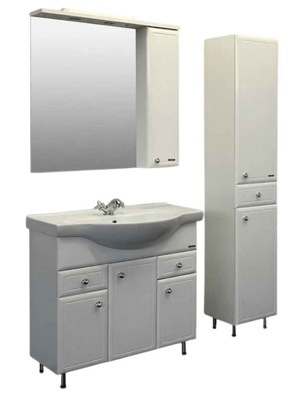 Тумба с раковиной Comforty Сочи 85 напольная, белый глянец