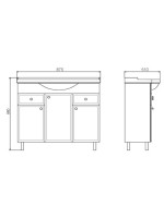 Тумба с раковиной Comforty Сочи 85 напольная, белый глянец