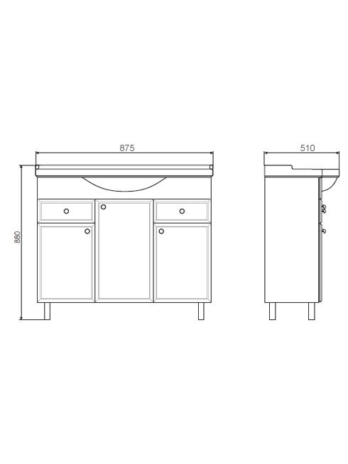 Тумба с раковиной Comforty Сочи 85 напольная, белый глянец