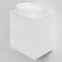 Тумба под раковину со столешницей La Fenice Terra Twin 60 подвесная, bianco, белая матовая, столешница белый мрамор