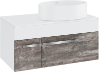 Тумба с раковиной Runo Вудлайн 85 подвесная, железный камень, раковина Ovale 50