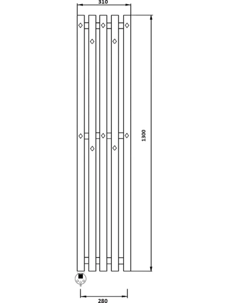 Полотенцесушитель электрический Secado Сандриго 5К 1300/280 130x30 см, подключение слева, графит, I-образный