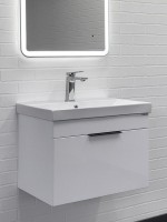 Тумба с раковиной Comforty Кама 60П подвесная, белый глянец