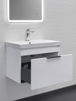 Тумба с раковиной Comforty Кама 60П подвесная, белый глянец