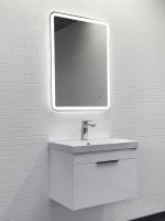 Тумба с раковиной Comforty Кама 60П подвесная, белый глянец