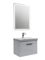 Тумба с раковиной Comforty Кама 60П подвесная, белый глянец