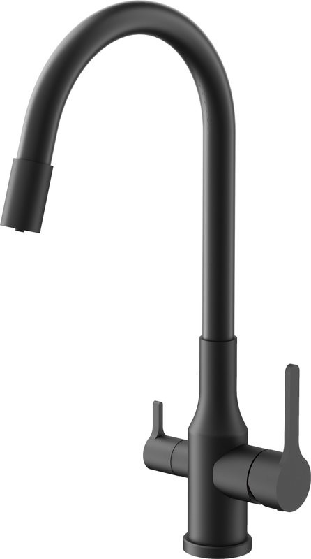 Смеситель для кухни BELZ B814 B76814-7 с гибким изливом, черный