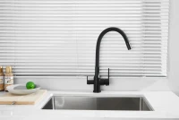Смеситель для кухни BELZ B814 B76814-7 с гибким изливом, черный