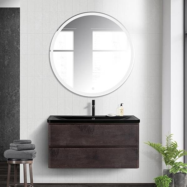 Мебель для ванной комнаты BelBagno Albano 120 подвесная, rovere nature grigio, черная матовая раковина