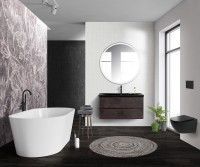 Мебель для ванной комнаты BelBagno Albano 120 подвесная, rovere nature grigio, черная матовая раковина