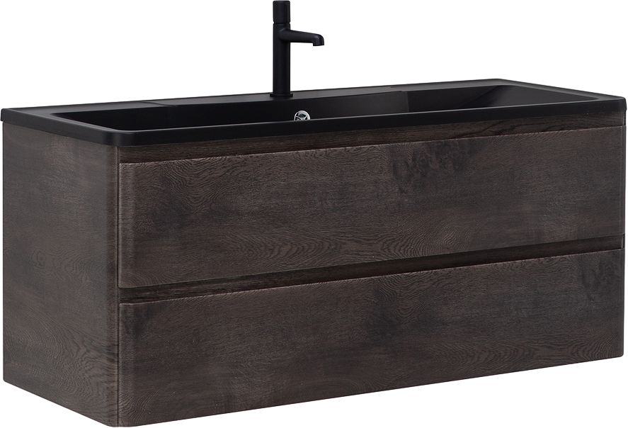 Мебель для ванной комнаты BelBagno Albano 120 подвесная, rovere nature grigio, черная матовая раковина