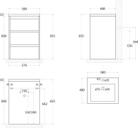 Тумба под раковину Art&Max Family-M 60 напольная, harbor golden