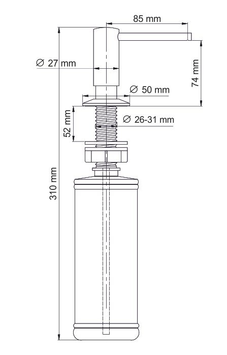 Дозатор для кухонной мойки Wasserkraft Kammel 75996 матовый белый