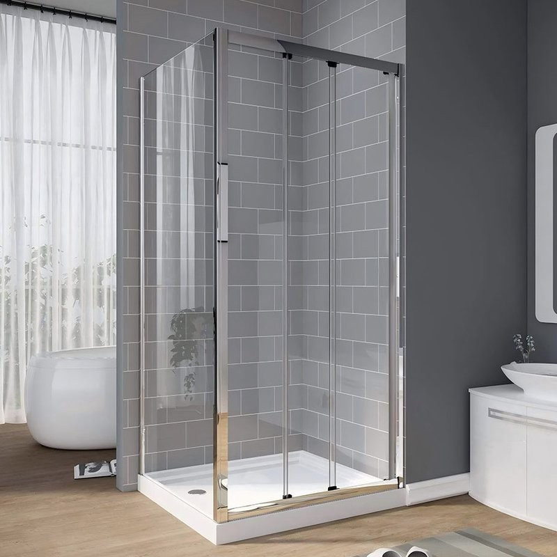 Душевой уголок Veconi Rovigo RV-028 100х100 см, профиль матовый хром, стекло прозрачное