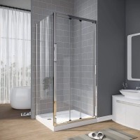 Душевой уголок Veconi Rovigo RV-028 100х100 см, профиль матовый хром, стекло прозрачное